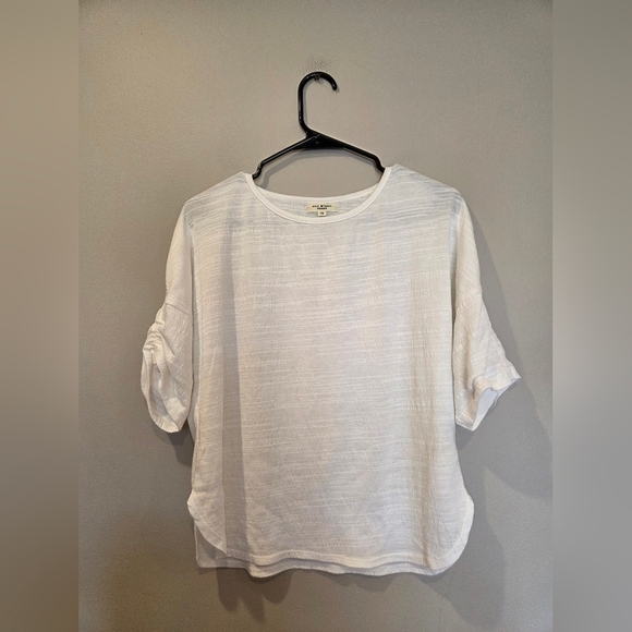 Max Studio Tops - MAX STUDIOS Cinched Half Sleeve White Top